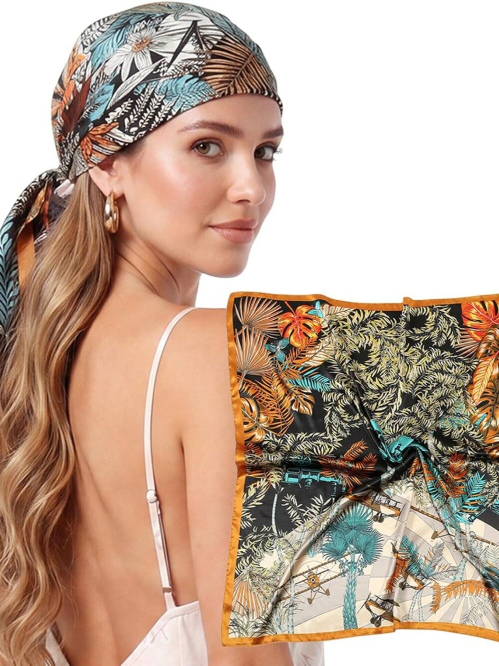 Head Scarf for Women Like Silk Satin Scarf for Hair Wrapping at Night Bandana Sq